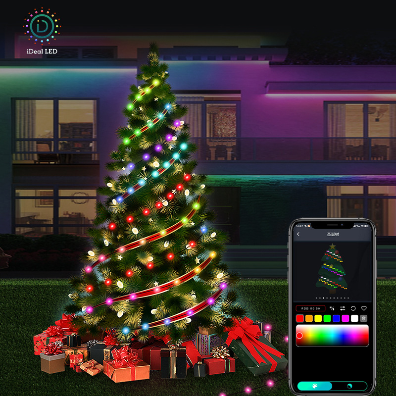 DC 5V USB napájený RF dálkový ovladač a ovládání APP Color Chasing RGB LED vánoční řetězová světla DC 5V USB napájený RF dálkový ovladač a ovládání APP Color Chasing RGB LED vánoční řetězová světla