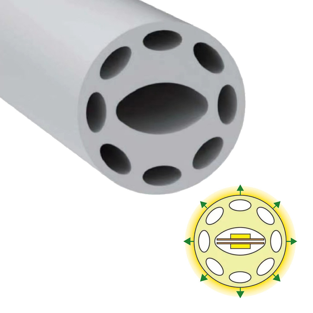 Φ22mm 360° rundes Beleuchtungs-Silikon-Diffusionslicht für doppelseitige 8mm LED-Lichtleisten