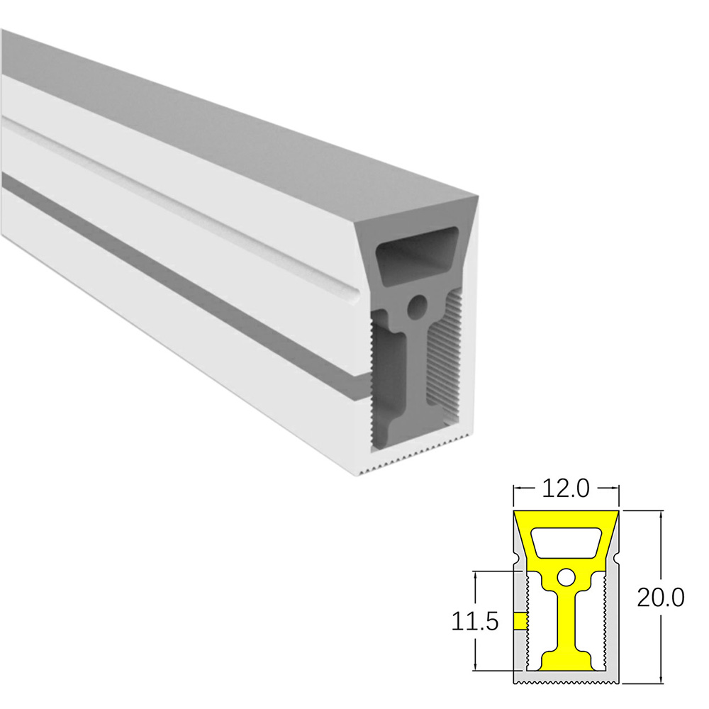 Silikonkanal-LED-Streifen-Lichtdiffusorband, 120°, doppelseitig emittierend, 12 x 20 mm Silikonkanal-LED-Streifen-Lichtdiffusorband, 120°, doppelseitig emittierend, 12 x 20 mm