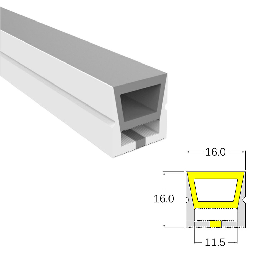 Silikonový LED kanálový difuzor Venkovní neonové osvětlení 120° horní vyzařování 16*16mm