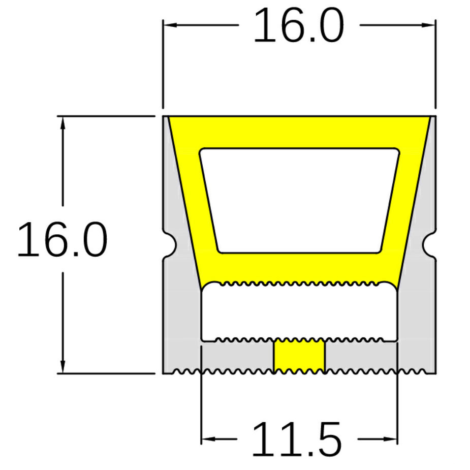 Silikonový LED kanálový difuzor Venkovní neonové osvětlení 120° horní vyzařování 16*16mm Silikonový LED kanálový difuzor Venkovní neonové osvětlení 120° horní vyzařování 16*16mm