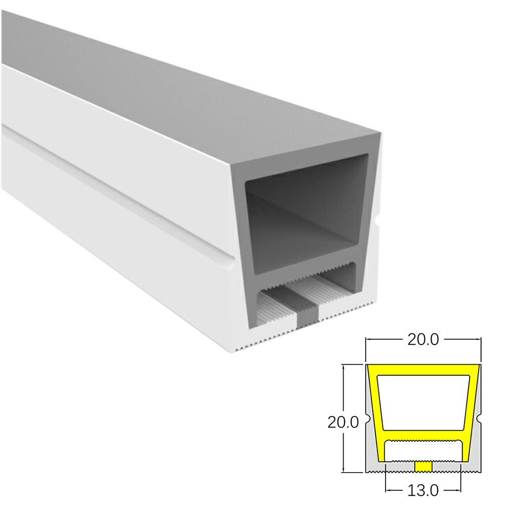 Flexibilní silikonové LED neonové osvětlovací trubice 120° horní vyzařování 20*20mm