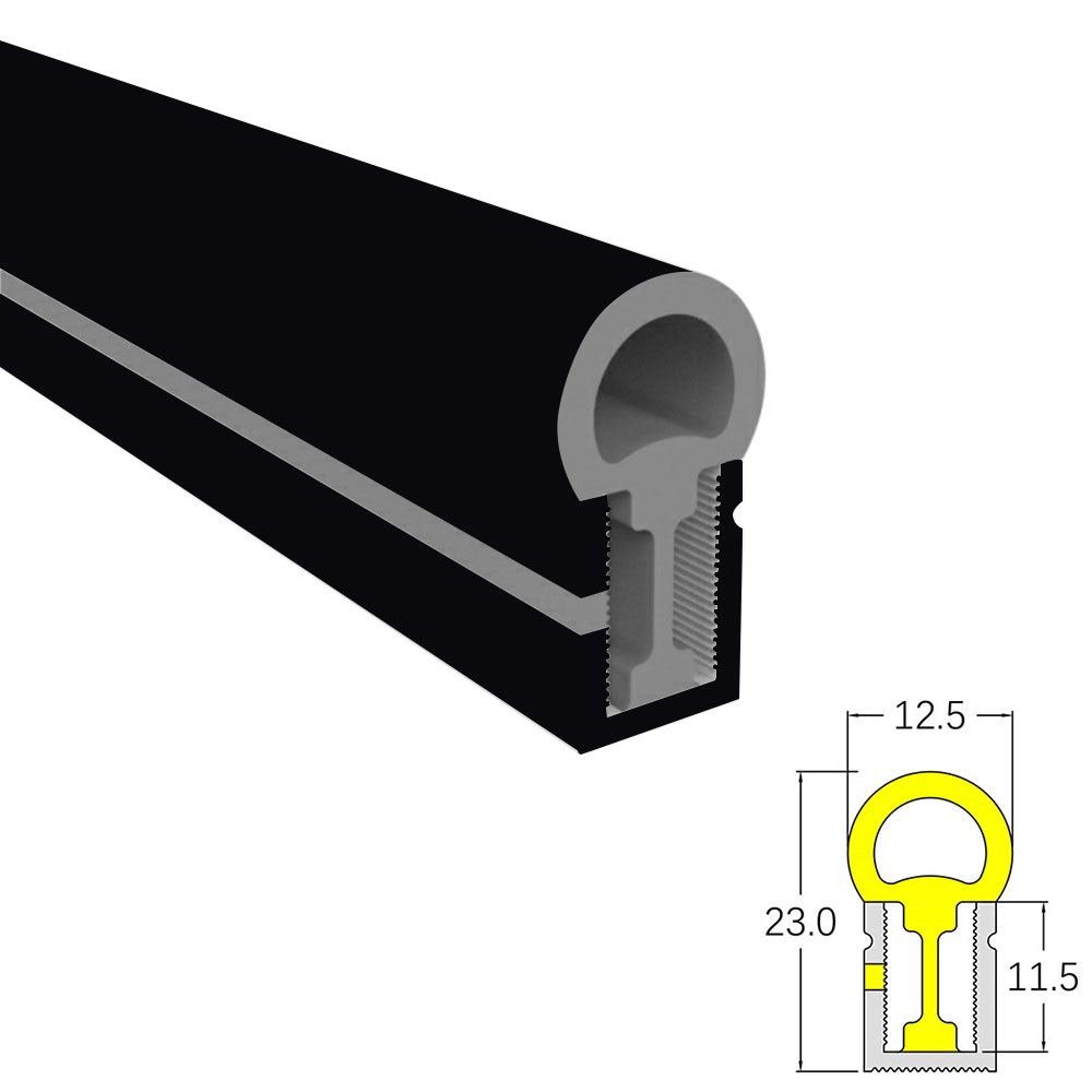 Černý difuzor LED silikonová trubice venkovní osvětlení 180° oboustranné vyzařování 10*23mm Černý difuzor LED silikonová trubice venkovní osvětlení 180° oboustranné vyzařování 10*23mm