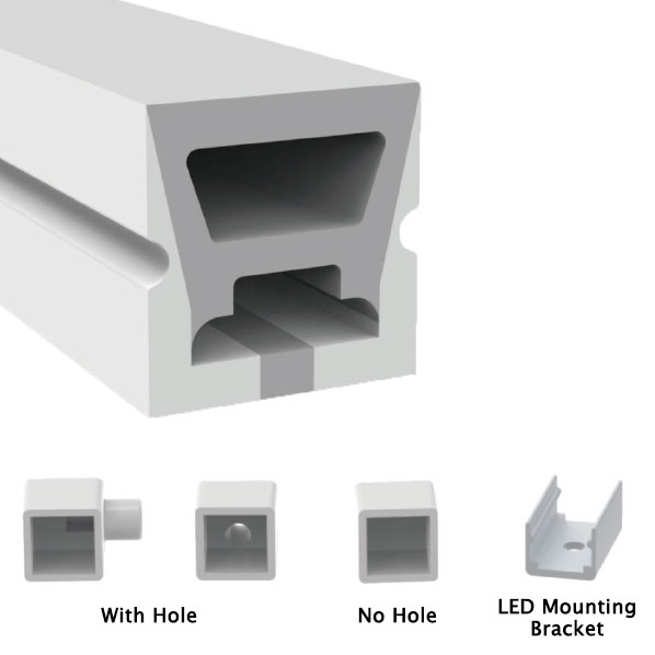 Silikon-Diffusor, flexibler LED-Kanal für den Außenbereich, 120°, nach oben emittierend, 10 x 10 mm Silikon-Diffusor, flexibler LED-Kanal für den Außenbereich, 120°, nach oben emittierend, 10 x 10 mm