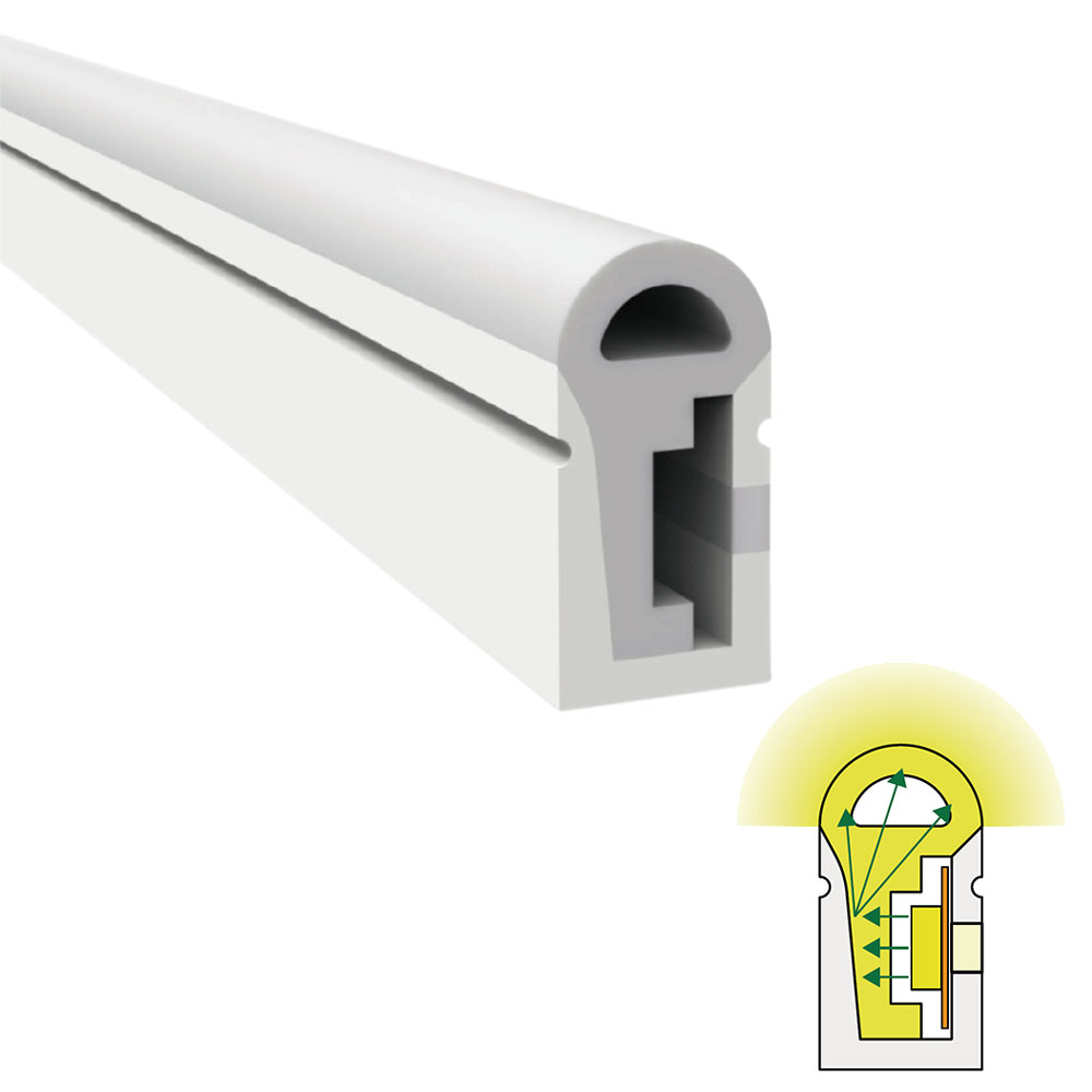 Wasserdichter Silikon-LED-Diffusor für den Außenbereich für 8-mm-LED-Streifen – 08 x 16 mm, 180° seitlich abstrahlend