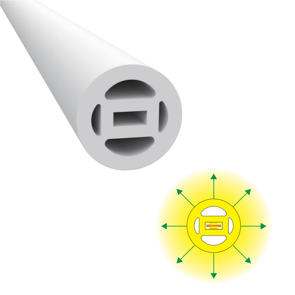 Φ22mm 360° runder emittierender wasserdichter Silikon-LED-Diffusor für 5mm schlanke LED-Streifen