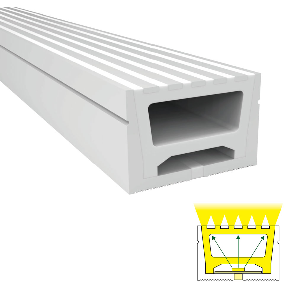 Pruhový flexibilní silikonový LED kanál pro 15mm LED páskové osvětlení – 30*20mm 120° horní vyzařování