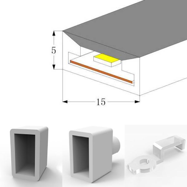Antireflexní silikonový návlek Flexibilní LED kanál pro 12mm LED světelné pásy - 05*15mm 120° horní vyzařování Antireflexní silikonový návlek Flexibilní LED kanál pro 12mm LED světelné pásy - 05*15mm 120° horní vyzařování