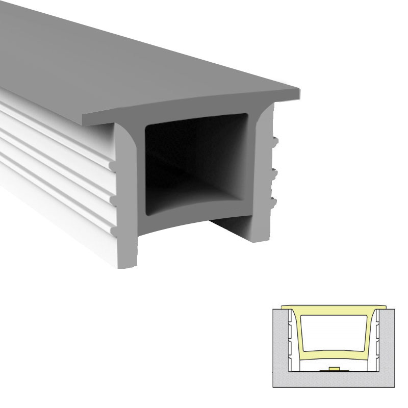 Flexibler Silikon-LED-Diffusor mit Flansch für die Installation von Aluminiumkanälen, 120° nach oben emittierend, 10 x 10 mm
