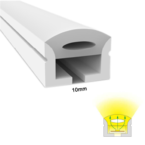 Flex-Silikon-LED-Streifen-Diffusorkanal mit gebogener Oberseite, 120° nach oben emittierend, 20 x 16 mm