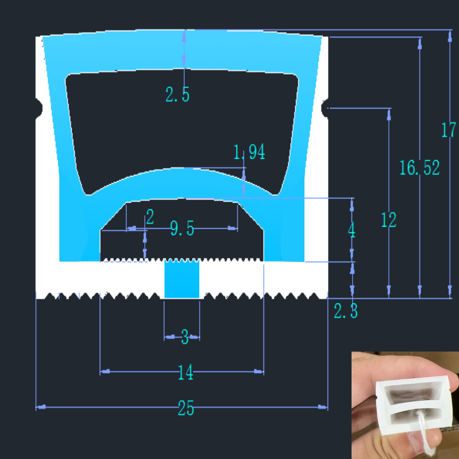 Silikon-LED-Kanal mit flacher Oberseite, biegbar für 12 mm LED-Lichtleiste – 25 x 17 mm, 120° nach oben emittierend Silikon-LED-Kanal mit flacher Oberseite, biegbar für 12 mm LED-Lichtleiste – 25 x 17 mm, 120° nach oben emittierend