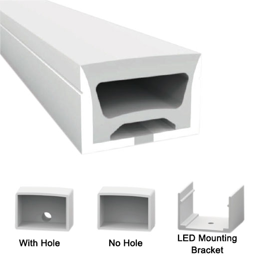 Silikonový LED páskový difuzér Venkovní voděodolný pro 15mm LED světelný pásek - 27*20mm 120° horní vyzařování Silikonový LED páskový difuzér Venkovní voděodolný pro 15mm LED světelný pásek - 27*20mm 120° horní vyzařování