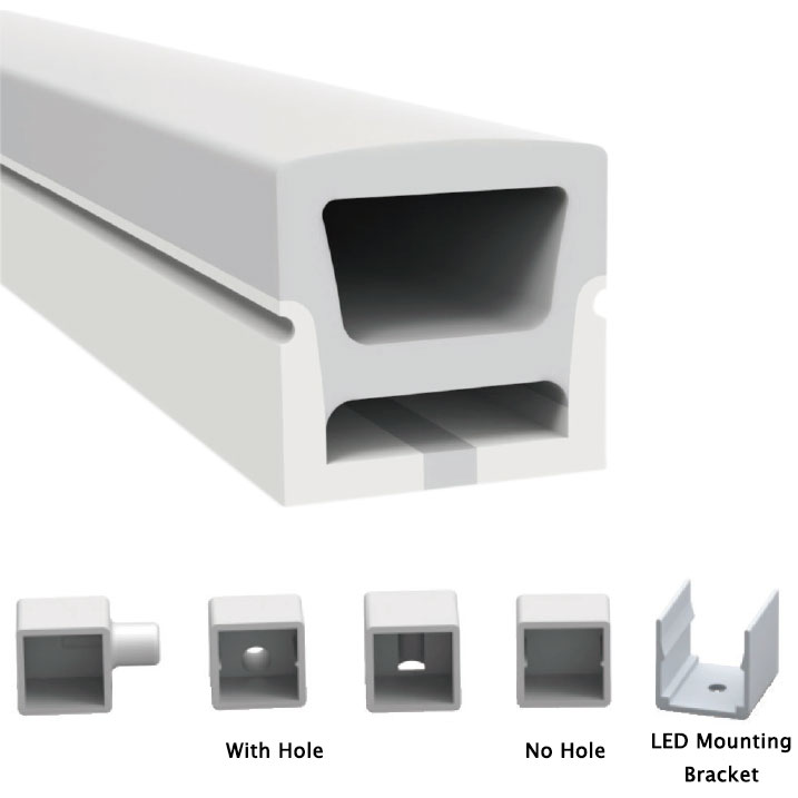 Silikonový LED kanál Flexibilní neonové světelné pásy 180° horní vyzařování 16*16mm Silikonový LED kanál Flexibilní neonové světelné pásy 180° horní vyzařování 16*16mm