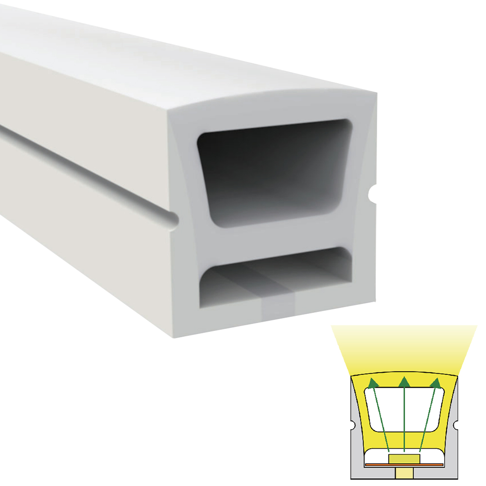 Silikon-LED-Diffusorkanal, wasserdichte Leuchtreklame, 120° nach oben emittierend, 16 x 16 mm
