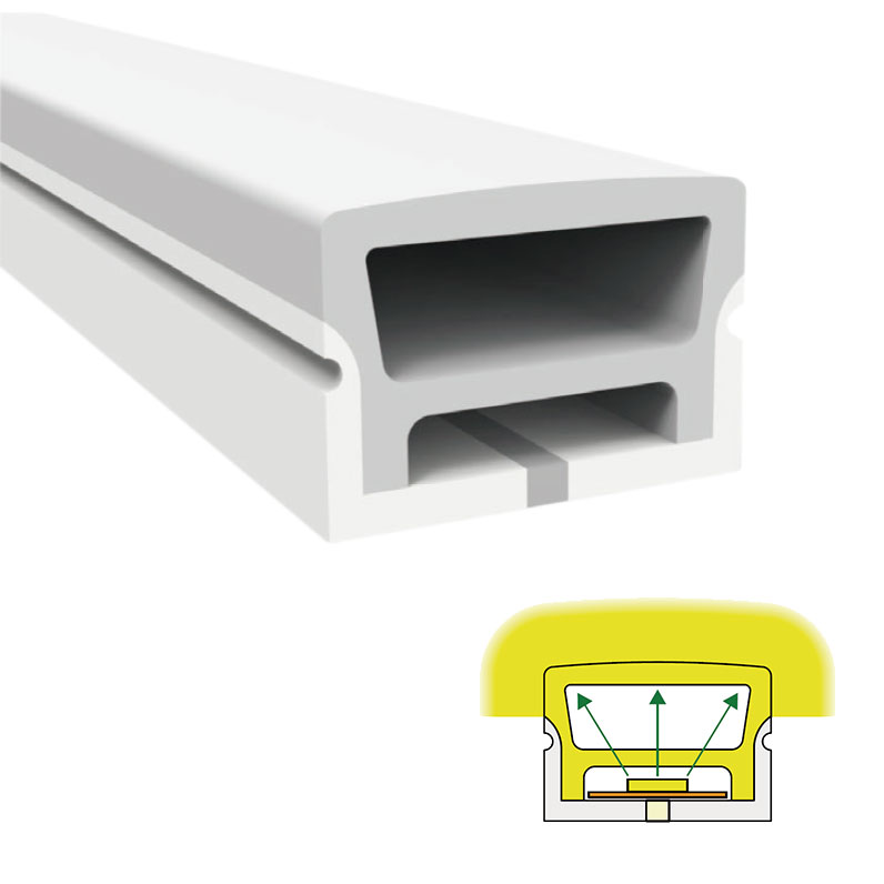 Silikonová trubice LED difuzoru Vodotěsný LED pásek Osvětlení 180°, tři strany vyzařující 20*14mm