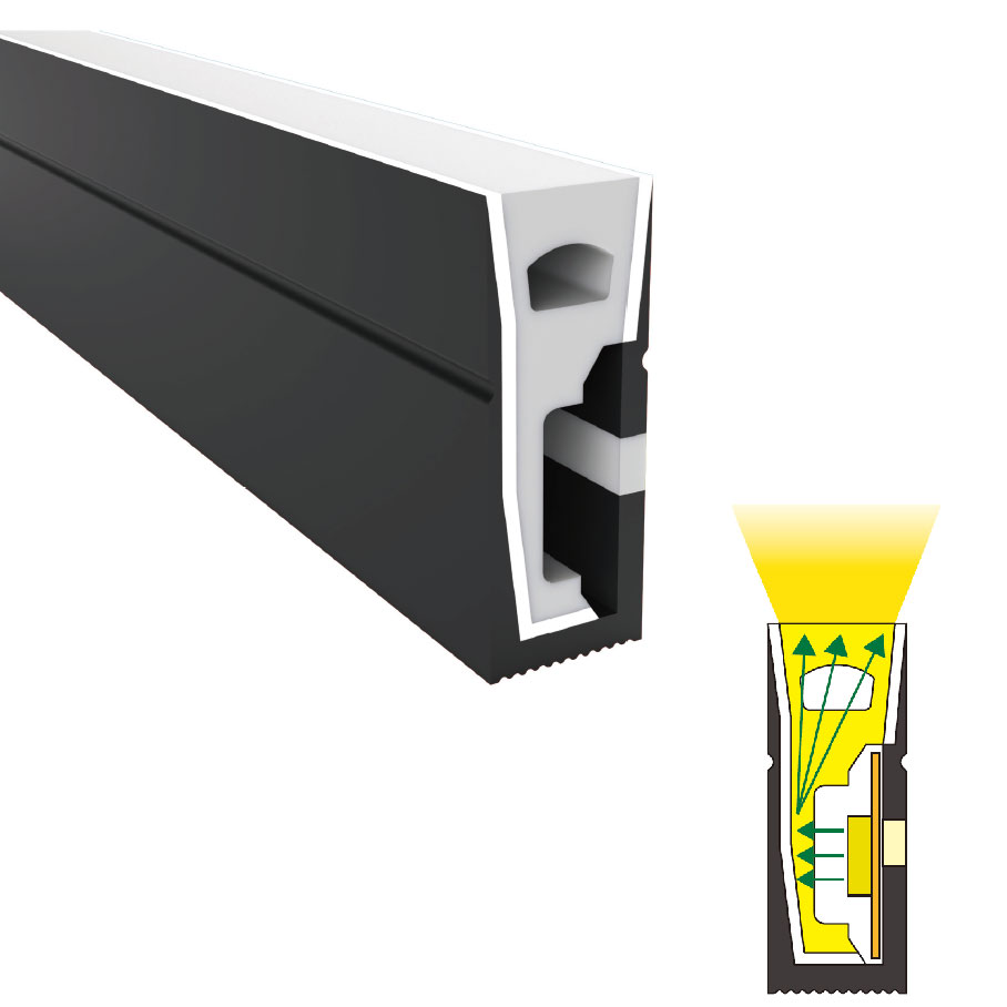 06*16mm 120° boční vyzařování Tenký měkký silikonový LED kanál černý Pro 8mm LED pásková světla
