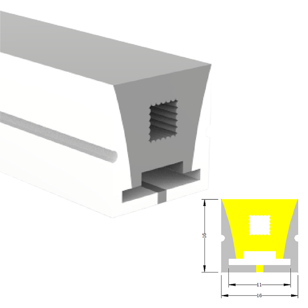 Silikonový LED pásek kryt difuzoru venkovní neonové světlo 120° horní vyzařování 16*16mm
