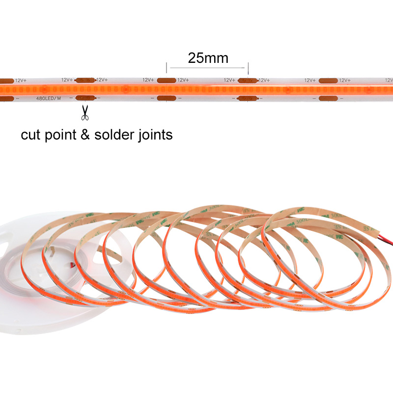 DC24V 16.4Ft 2560 čipy Plastové růžové flexibilní COB LED pásky DC24V 16.4Ft 2560 čipy Plastové růžové flexibilní COB LED pásky