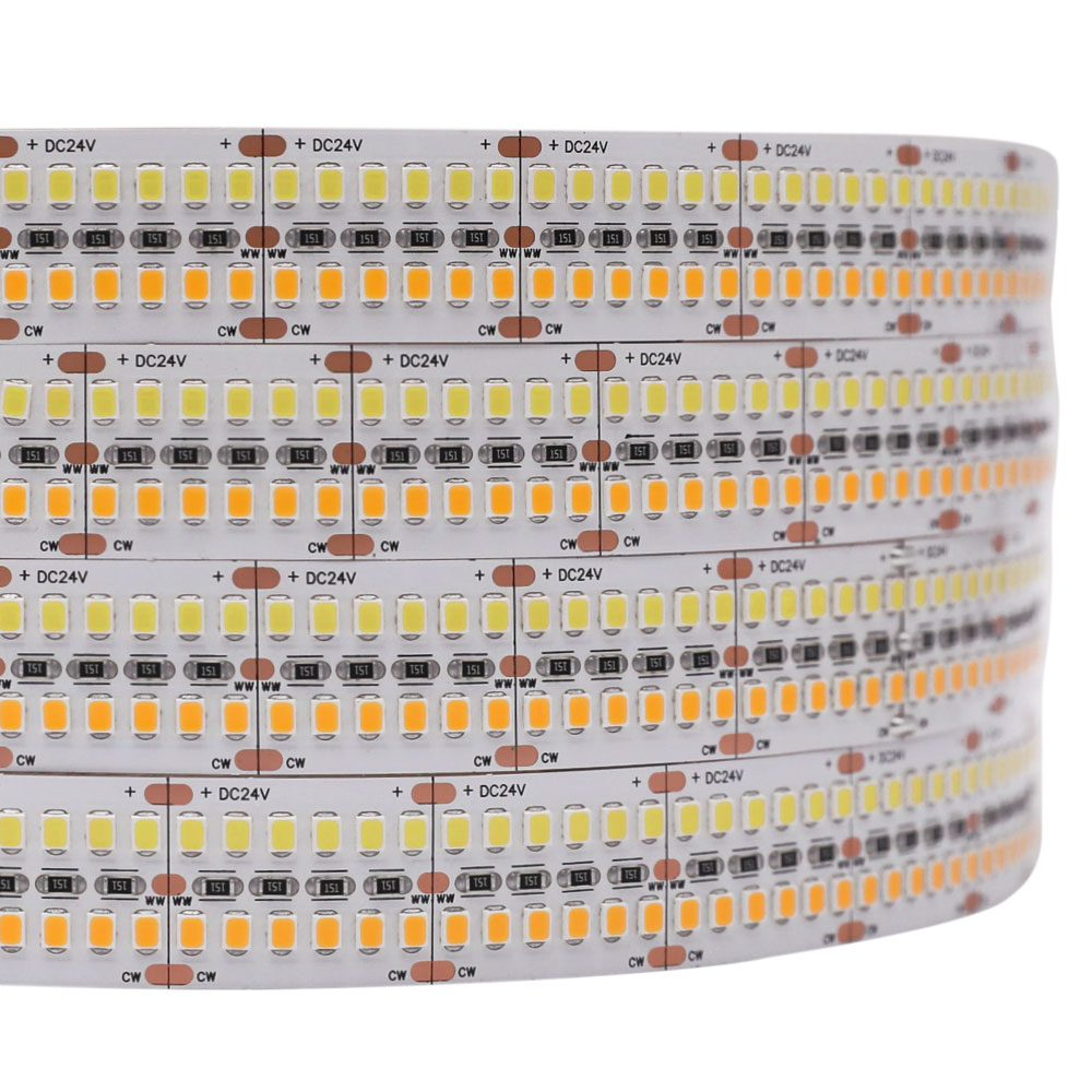 DC24V Double Row 2835SMD 16.4Ft 2400LEDs Super Jasná laditelná bílá LED pásková světla DC24V Double Row 2835SMD 16.4Ft 2400LEDs Super Jasná laditelná bílá LED pásková světla