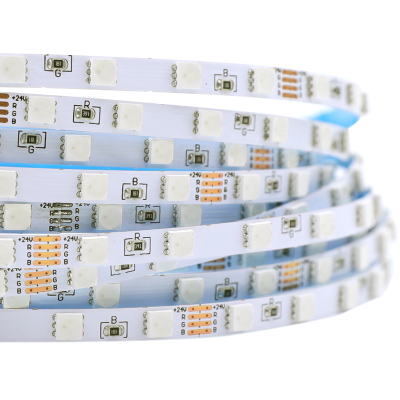 5m RGB LED světla měnící barvu - 5mm úzký LED pásek - DC24V 72LEDs/m