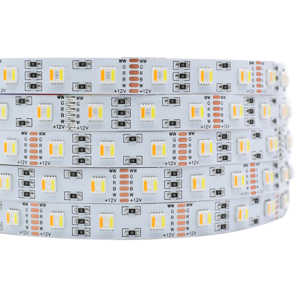 5v1 RGBCCT 5050 LED světla měnící barvu – 12mm 12V LED pásek – 60LED/m