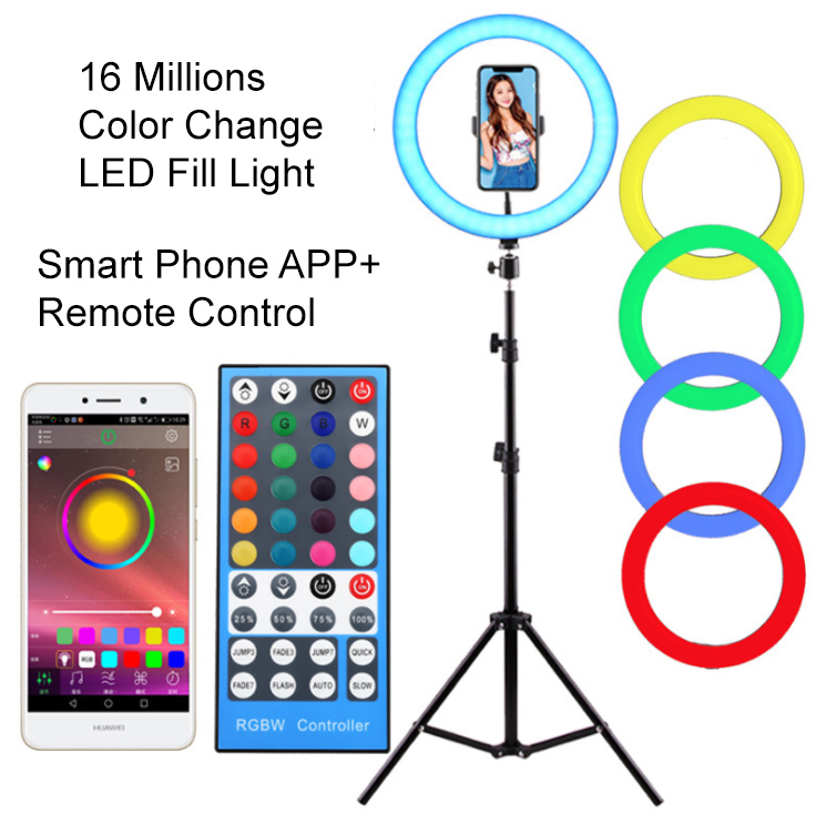 DC5V USB RGBW RF a APP Remote Real-Time LED Ring Light Žadatel pro živé vysílání a fotografování DC5V USB RGBW RF a APP Remote Real-Time LED Ring Light Žadatel pro živé vysílání a fotografování
