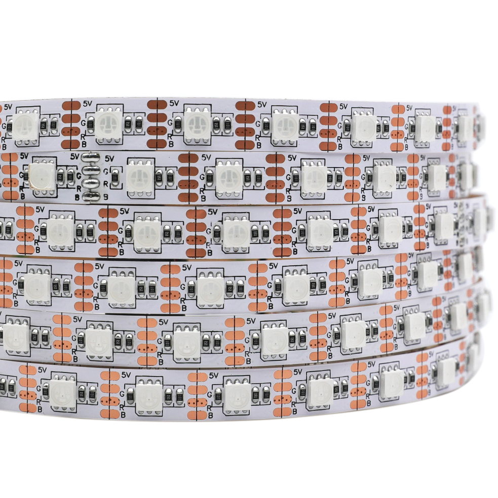 DC5V 5050SMD Farbwechsel RGB 60LEDs/M Einzel-LED, schneidbar, flexibler Lichtstreifen, 16.4 Fuß pro Rolle im Angebot