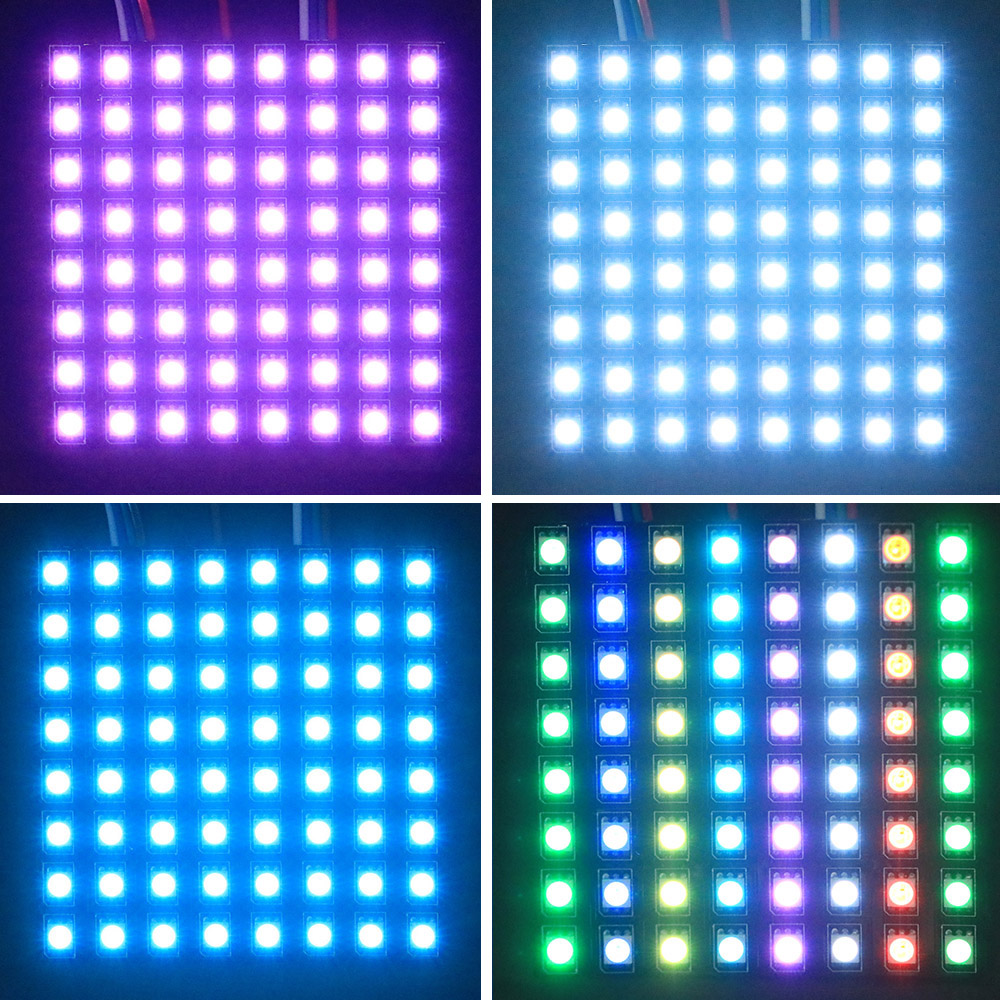 Flex 8x8 LED Matrix Display Panel WS2815 RGB Light For Signs Flex 8x8 LED Matrix Display Panel WS2815 RGB Light For Signs