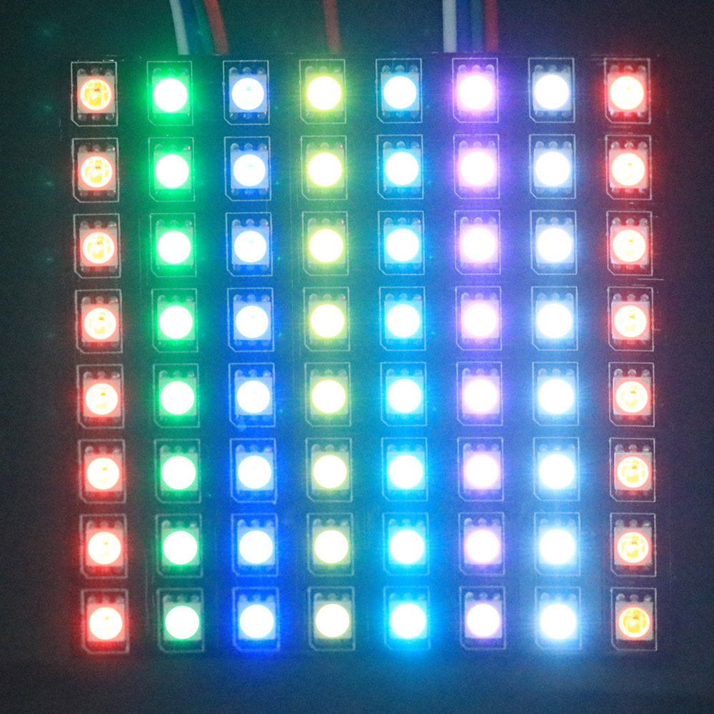 Flex 8x8 LED Matrix Display Panel WS2815 RGB Light For Signs Flex 8x8 LED Matrix Display Panel WS2815 RGB Light For Signs