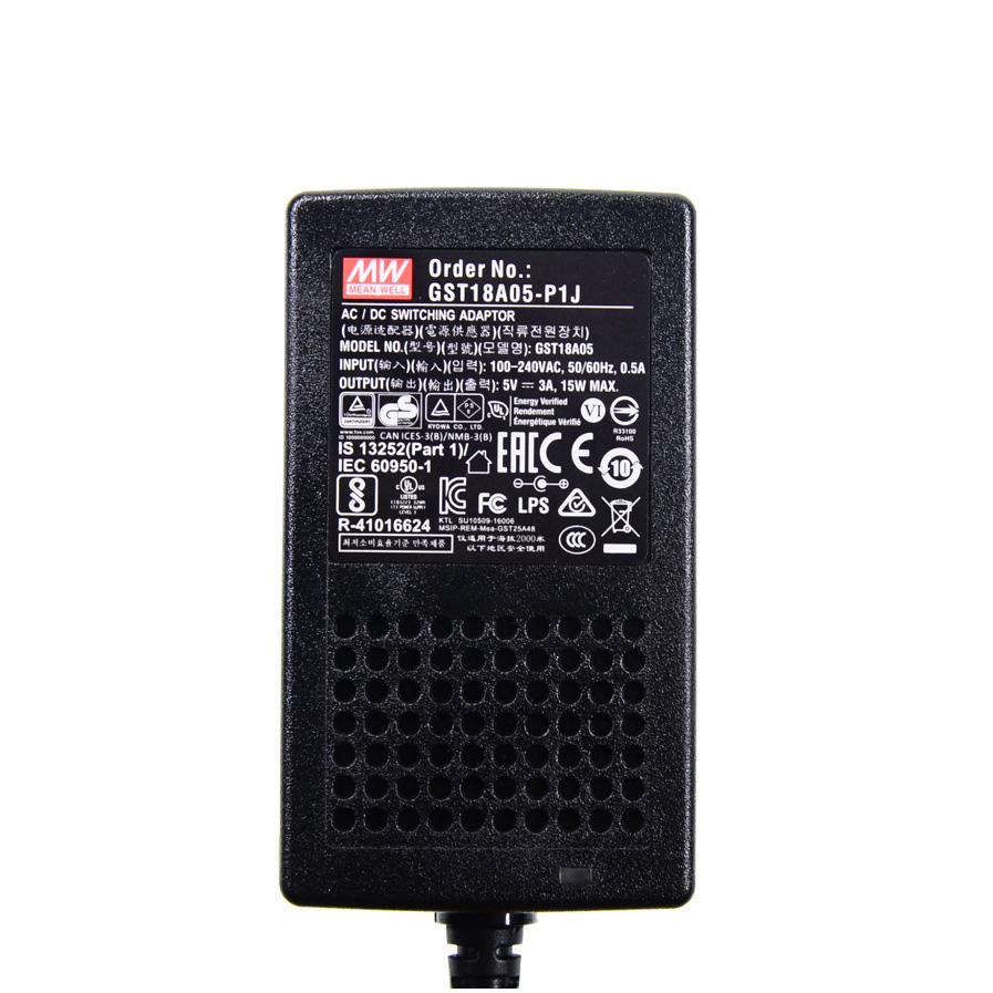 MeanWell DC5V 3A 15W GST18A05 AC To DC Spolehlivý zelený průmyslový LED napájecí adaptér MeanWell DC5V 3A 15W GST18A05 AC To DC Spolehlivý zelený průmyslový LED napájecí adaptér