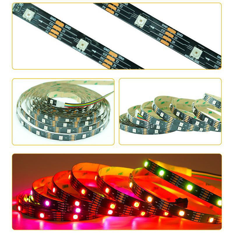 DC5V nejrychlejší HD108 IC individuálně adresovatelné RGB flexibilní LED páskové světlo – vodotěsné volitelné – 16.4 Ft 150LED DC5V nejrychlejší HD108 IC individuálně adresovatelné RGB flexibilní LED páskové světlo – vodotěsné volitelné – 16.4 Ft 150LED