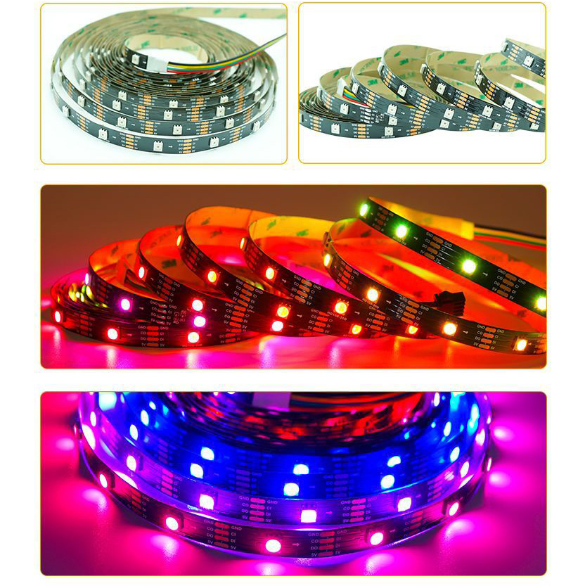 DC5V nejrychlejší HD108 IC individuálně adresovatelné RGB flexibilní LED páskové světlo – vodotěsné volitelné – 16.4 Ft 150LED DC5V nejrychlejší HD108 IC individuálně adresovatelné RGB flexibilní LED páskové světlo – vodotěsné volitelné – 16.4 Ft 150LED