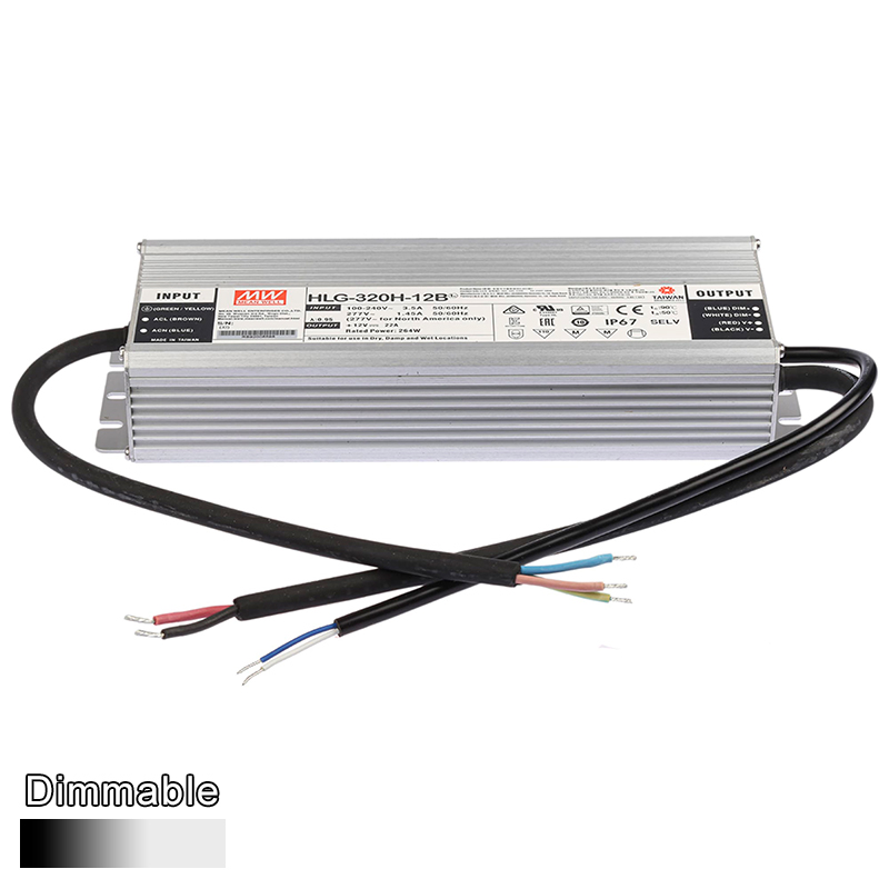 HLG-320H-12B 320 W UL-gelistetes 12-V-Netzteil – Meanwell-Netzteil – IP67 wasserdicht