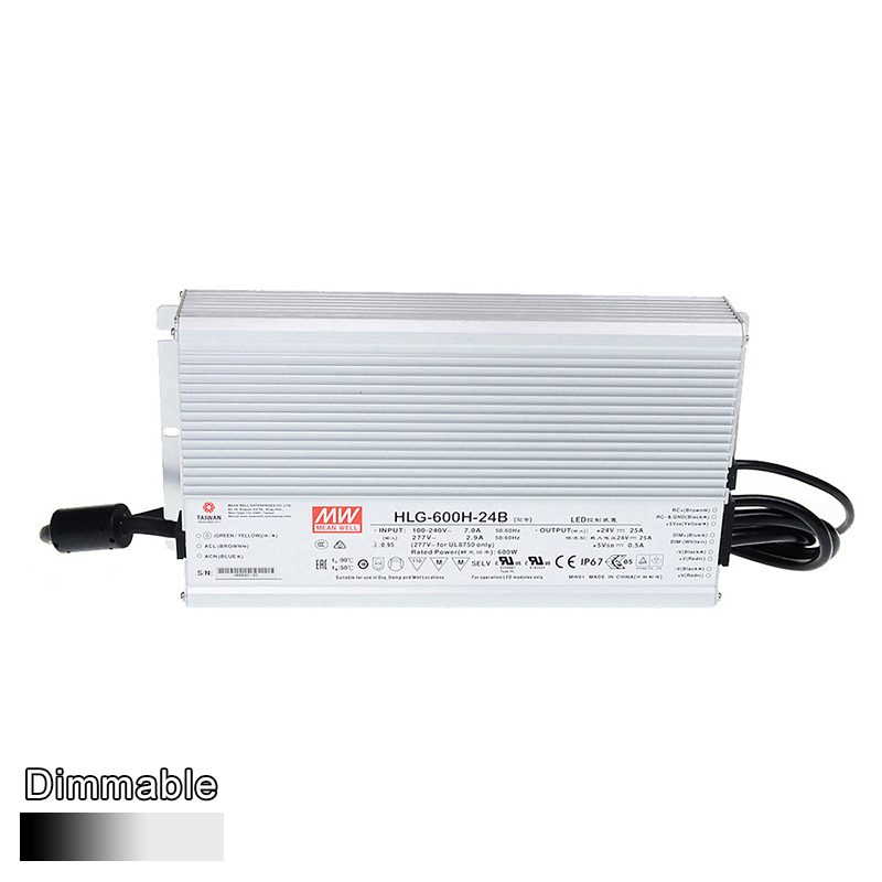 HLG-600H-12B Vstupní napětí AC90-305V střední vodotěsný DC24V 600Watt LED zdroj uvedený na seznamu UL