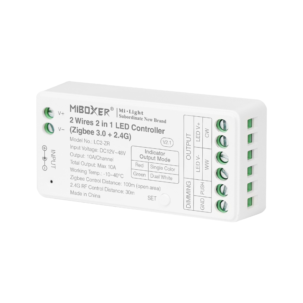 LC2-ZR Tuya 2 Drähte 2 in 1 Tunable White LED Controller – Zigbee 3.0+2.4G LC2-ZR Tuya 2 Drähte 2 in 1 Tunable White LED Controller – Zigbee 3.0+2.4G