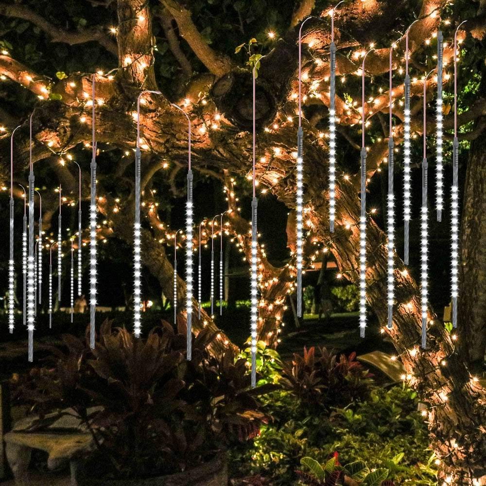 Rirool Meteor Shower Rain Lights, Valentine Lights 50cm 10 Tubes 540 LED  Icicle Snow Falling Christmas Lights Outdoor Raindrop Lights, Xmas Wedding  Party Tree Holiday Decoration,White 