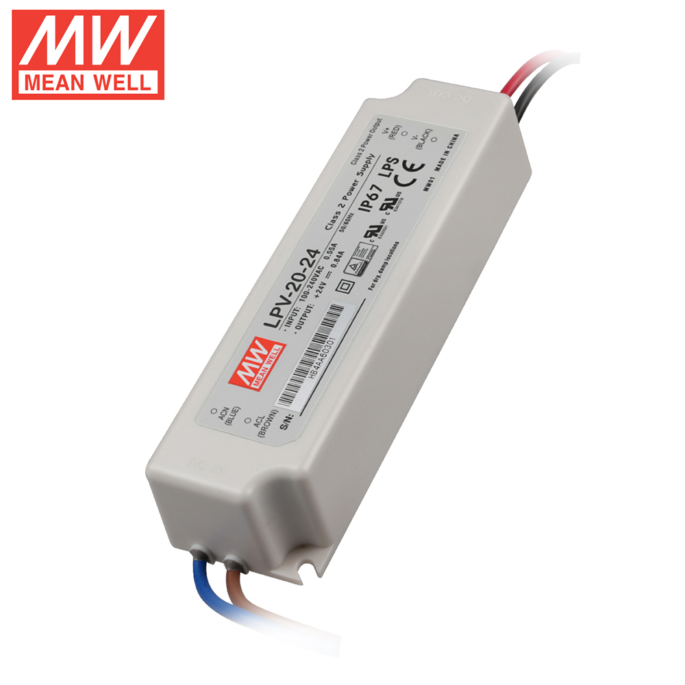 24W 24Vdc LED Power Supply, GPV-20-24, IP67, 5 Years Warranty, TÜV Certificate