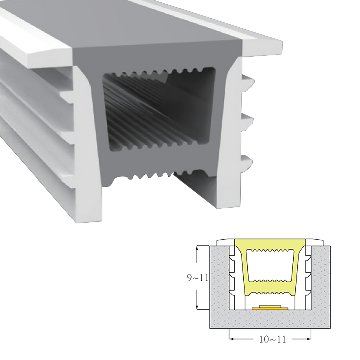 Silikondiffusor mit weißem Rand ohne Unterseite für 5 mm schmale LED-Streifen – 10 x 10 mm, 120° von oben emittierend