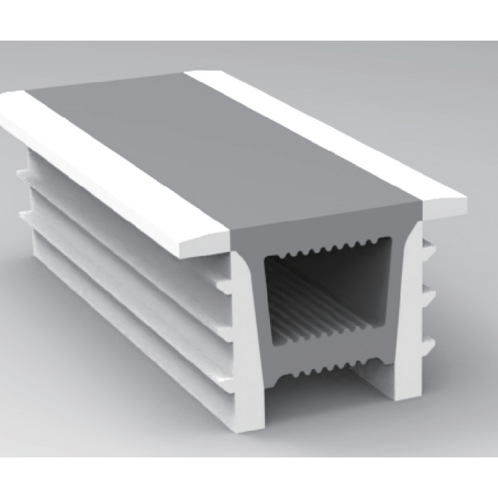 Silikondiffusor mit weißem Rand ohne Unterseite für 5 mm schmale LED-Streifen – 10 x 10 mm, 120° von oben emittierend Silikondiffusor mit weißem Rand ohne Unterseite für 5 mm schmale LED-Streifen – 10 x 10 mm, 120° von oben emittierend