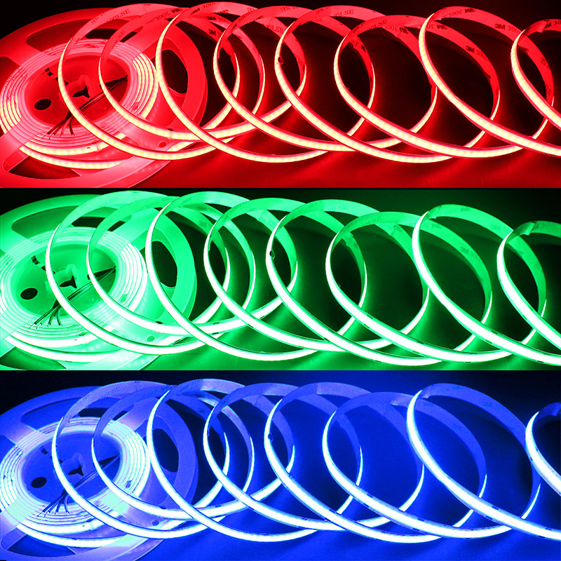 Nejnovější flexibilní COB LED pásková světla DC24V RGB měnící barvu, vysoký jas 768 čipů/M, role 16.4 stop Nejnovější flexibilní COB LED pásková světla DC24V RGB měnící barvu, vysoký jas 768 čipů/M, role 16.4 stop