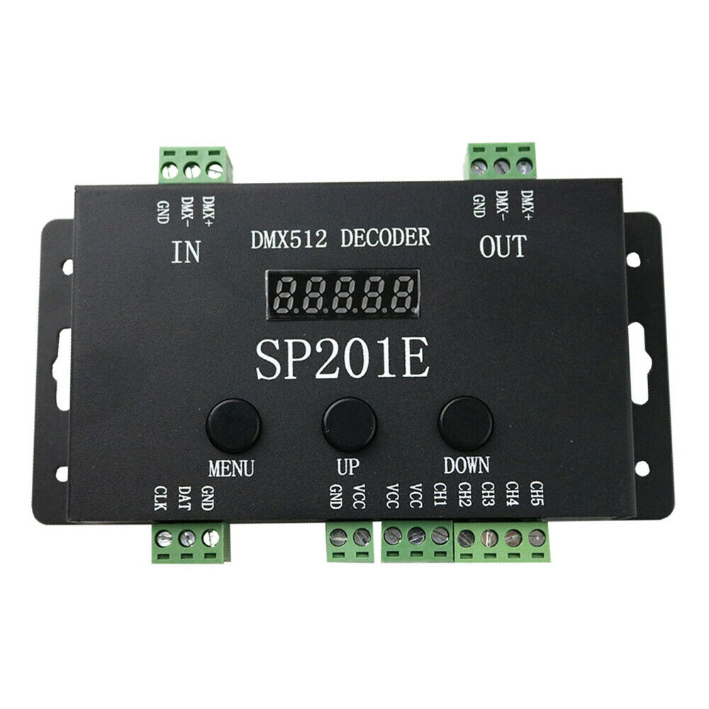 SP201E Adressierbares RGB-Digitalpixel-SPI-Signal an DMX512-LED-Decoder-Controller, funktioniert mit WS2811 WS2815 SK6812 LED-Streifenlichtern
