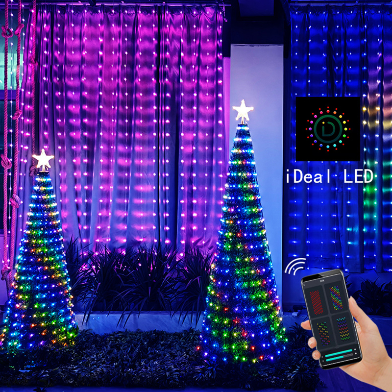 Bluetooth LED záclonová světla - RGB sada LED řetězových světel se změnou barvy Bluetooth LED záclonová světla - RGB sada LED řetězových světel se změnou barvy