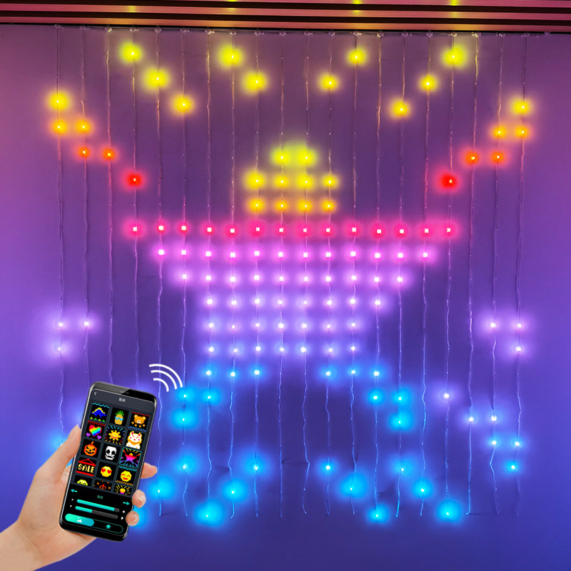 Bluetooth LED záclonová světla - RGB sada LED řetězových světel se změnou barvy Bluetooth LED záclonová světla - RGB sada LED řetězových světel se změnou barvy