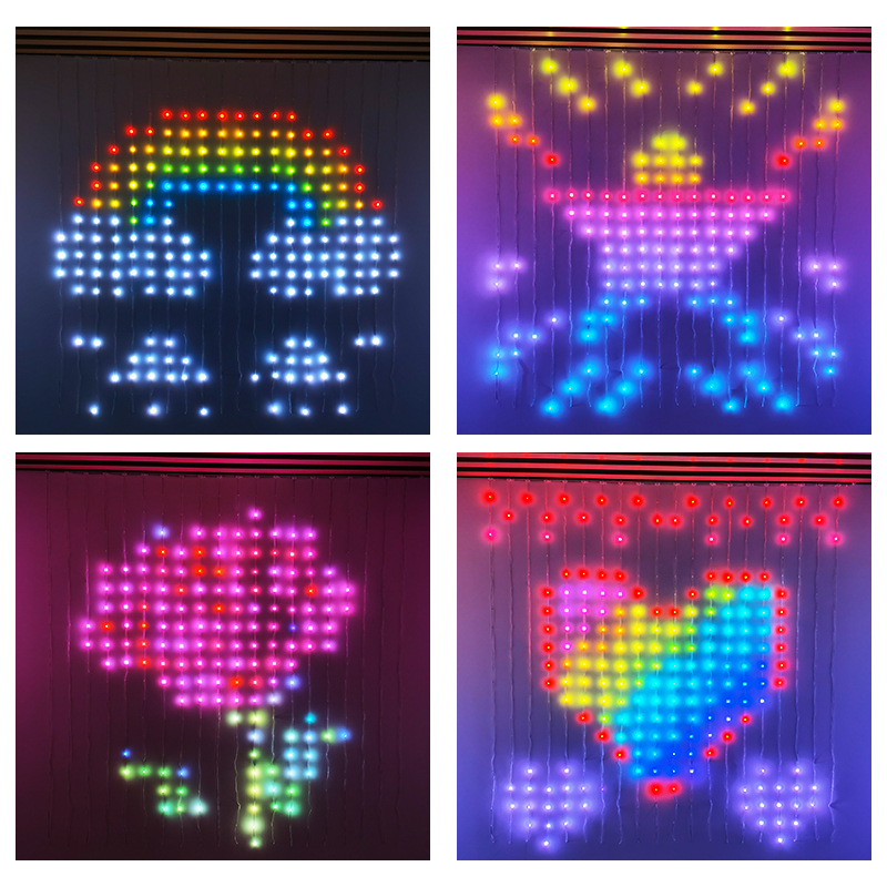 Bluetooth LED záclonová světla - RGB sada LED řetězových světel se změnou barvy Bluetooth LED záclonová světla - RGB sada LED řetězových světel se změnou barvy