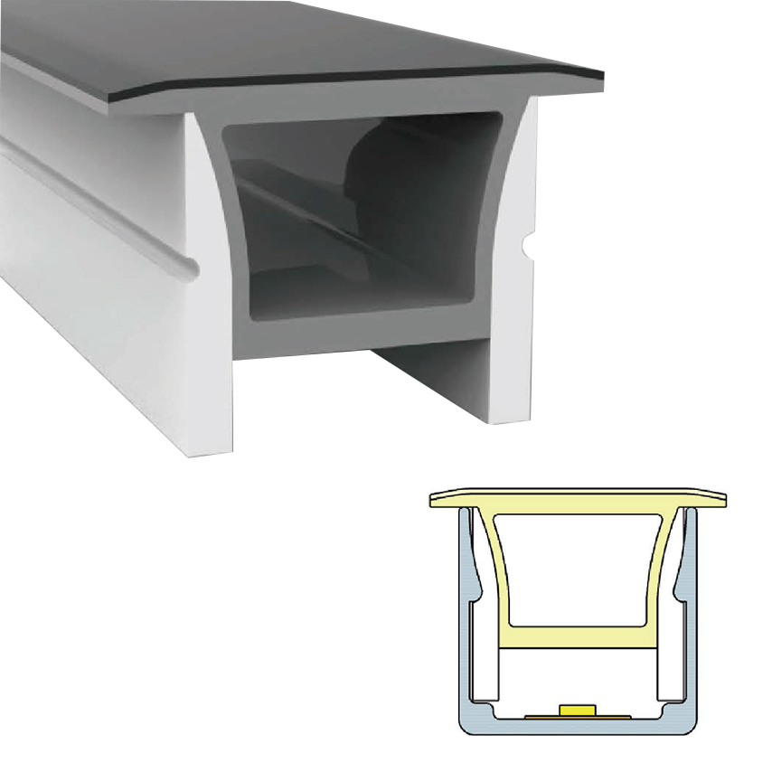 Grauer Diffusor-LED-Licht-Silikonschlauch mit Flansch-Aluminium-Kanal-Installation, 120° oben emittierend, 20 x 20 mm Grauer Diffusor-LED-Licht-Silikonschlauch mit Flansch-Aluminium-Kanal-Installation, 120° oben emittierend, 20 x 20 mm