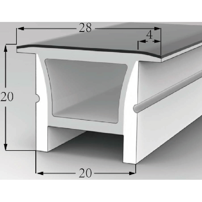 Grauer Diffusor-LED-Licht-Silikonschlauch mit Flansch-Aluminium-Kanal-Installation, 120° oben emittierend, 20 x 20 mm Grauer Diffusor-LED-Licht-Silikonschlauch mit Flansch-Aluminium-Kanal-Installation, 120° oben emittierend, 20 x 20 mm