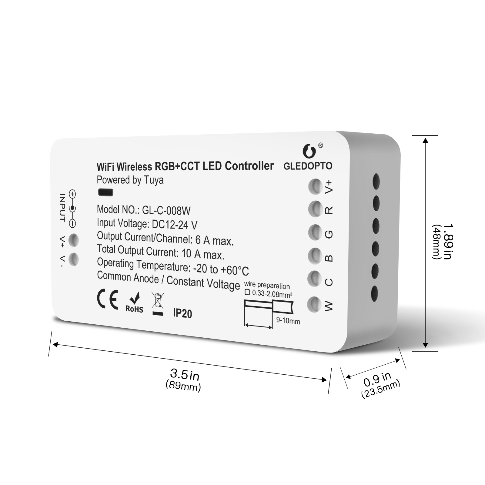 Tuya WiFi bezdrátový RGB+CCT LED ovladač světla Tuya WiFi bezdrátový RGB+CCT LED ovladač světla