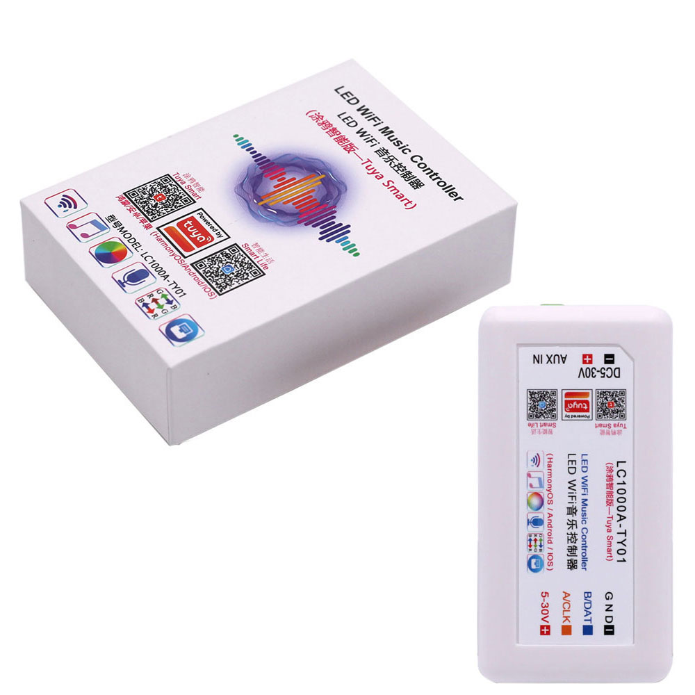 DC5-30V Tuya LED WiFi hudební ovladač pro adresovatelné LED pásky Světla LC1000A-TY01 DC5-30V Tuya LED WiFi hudební ovladač pro adresovatelné LED pásky Světla LC1000A-TY01