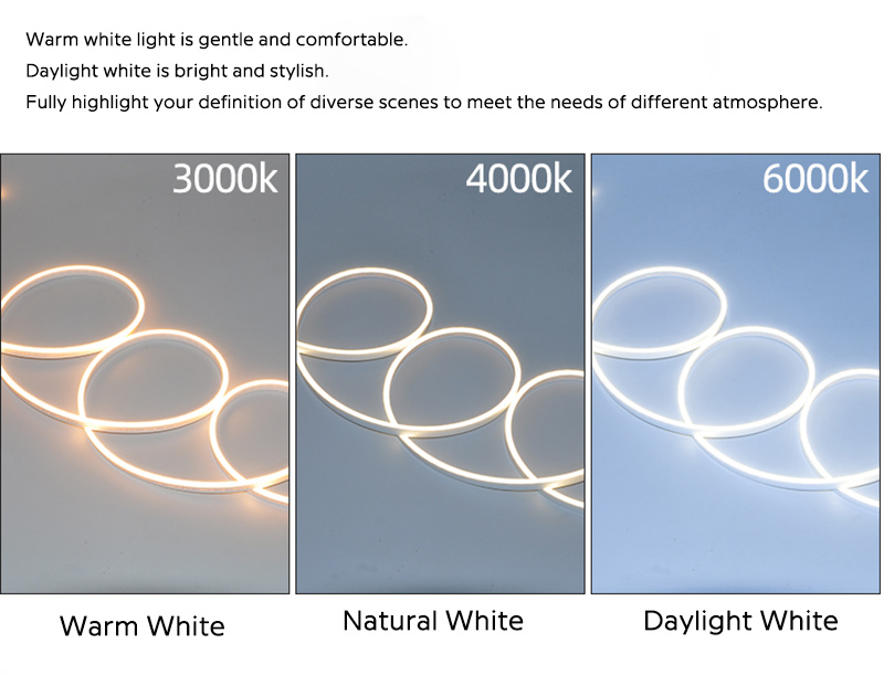 Porovnání bílých LED neonových světel Flex Strip