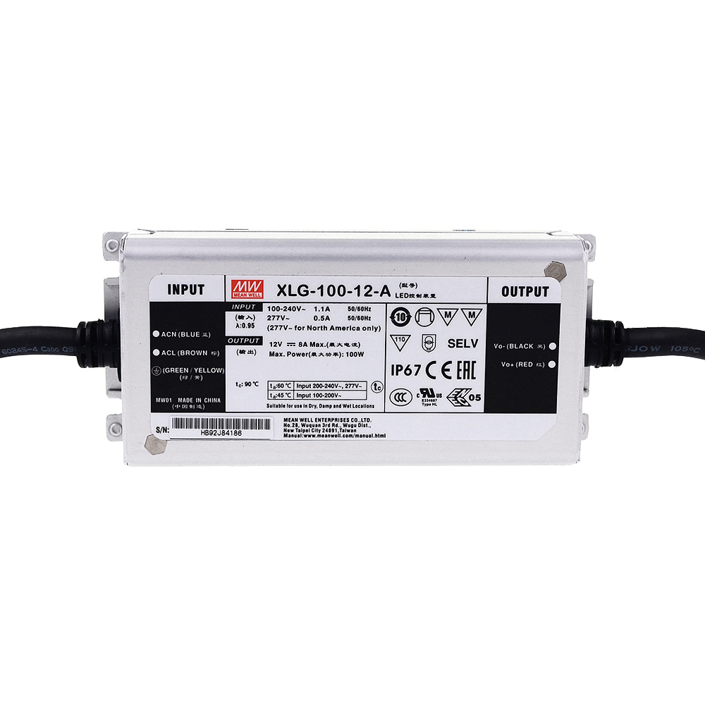 XLG-100-24-A 96Watt AC100-305V vstupní napětí znamená dobře Vysoce účinný vodotěsný DC24V LED displej s označením UL Zdroj napájení